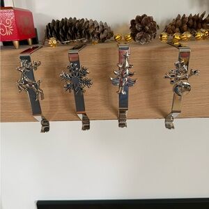Iron Silver Christmas Stockings Hangers, Set